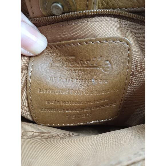 FOSSIL Purse Tan Genuine Leather Crossbody/Shoulder Handbag 75082 - Picture 5 of 16